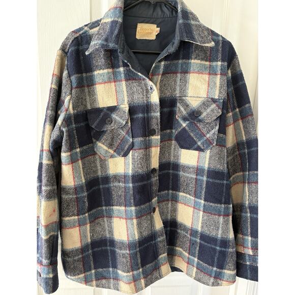 Fingerhut vintage 90s men’s flannel lined shirt size large. Tarzan Blue plaid - Picture 4 of 16